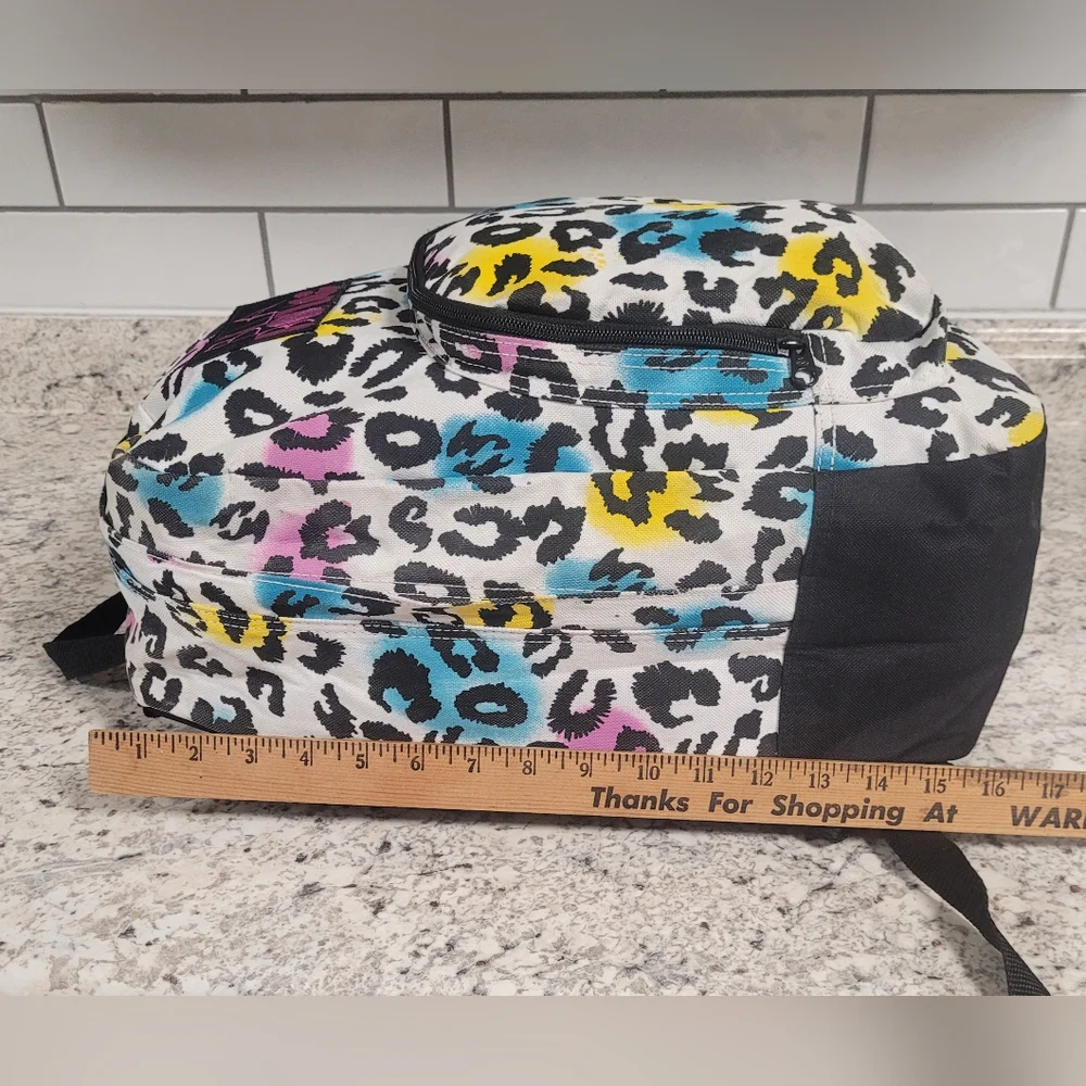 Billabong Leopard Print Backpack, Pink, Blue, Yellow, Canvas, Colorful - Picture 2 of 13